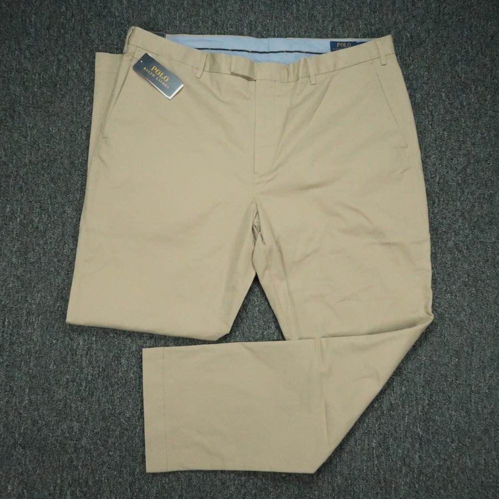 Polo Ralph Lauren Pants Mens 42x32 Khaki Tan Stretch Straight Chino Trouser